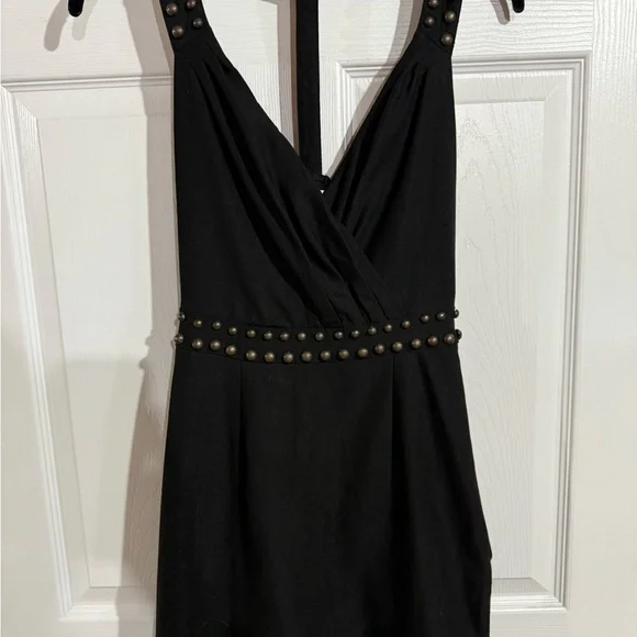 hair accessories for black dress Embellished Faux Leather Mini Dress – Lily Claire